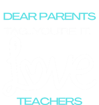 Dear Parents Tag You're It Love Teacher First Day Of School Gift Striped Beanie with Solid Band