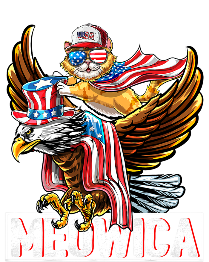 Meowica Cat Bald Eagle 4th Of July Patriotic American Flag Gift T-Shirt