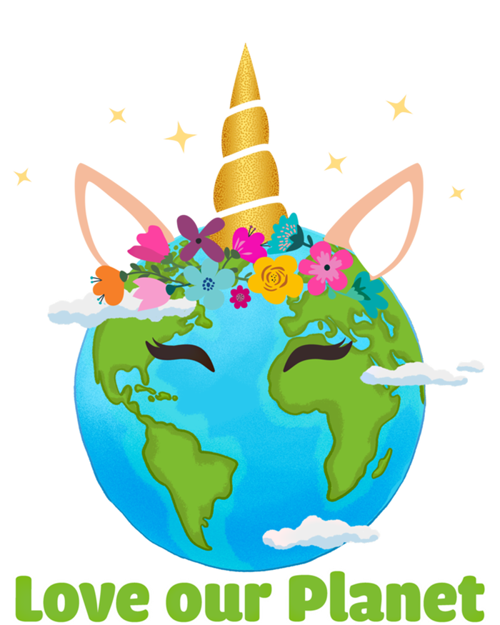 Cute Unicorn Face Love Our Planet Earth Day Gift T-Shirt