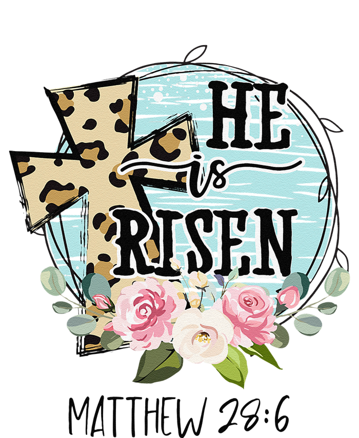 He Is Risen Jesus Christian Happy Easter Floral Wreath Women Long Sleeve Shirt