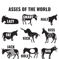 Asses The World Funny Lazy Smart Half Fat Kick Kick Donkey V-Neck T-Shirt