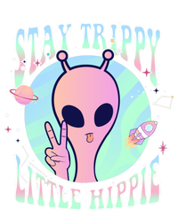 Stay Trippy Little Hippie Art Peace Sign Hand Ufo Pink Alien Gift Pom Pom 12in Knit Beanie