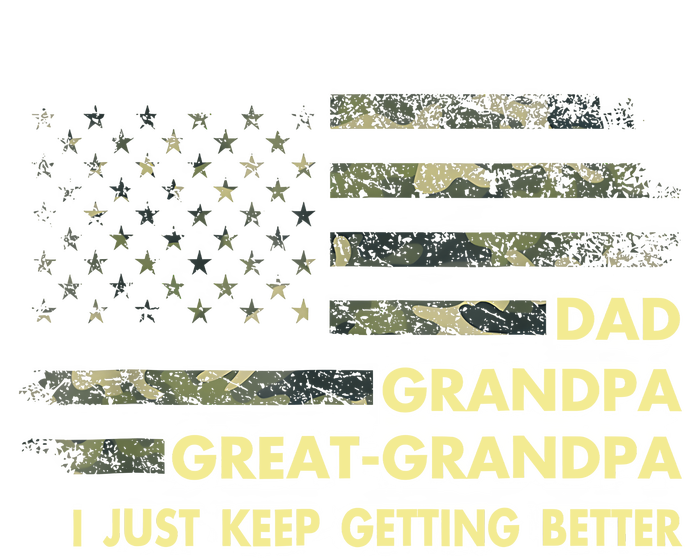 Dad Grandpa Great Grandpa Fathers Day Flag Gift Tee Striped Beanie with Solid Band