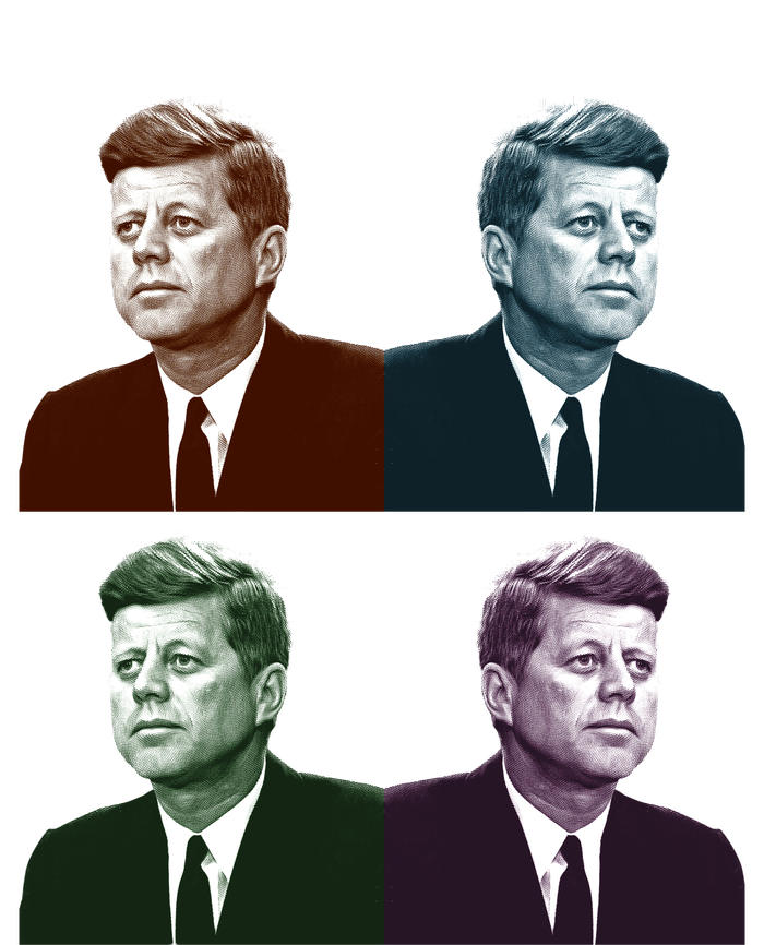 John Fitzgerald Kennedy 35th President Retro Block Portraits Garment-Dyed Heavyweight T-Shirt