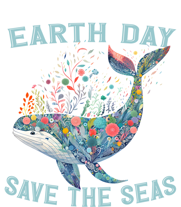 Earth Day Save The Seas Colorful Floral Whale Gift T-Shirt