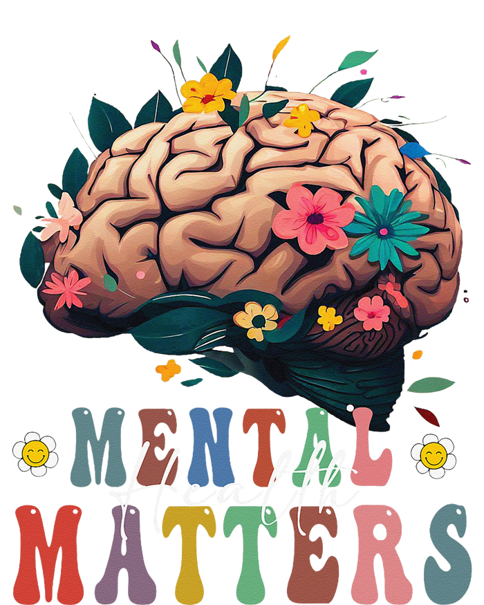 Mental Health Matters Brain Illness Awareness Vintage Groovy Flexfit Unipanel Trucker Cap