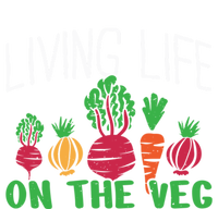 Living Life On The Veg I Funny Vegetarian Vegan Meaningful Gift Striped Beanie with Solid Band