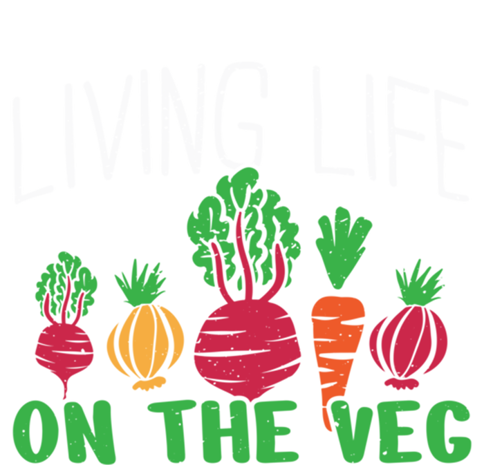 Living Life On The Veg I Funny Vegetarian Vegan Meaningful Gift Striped Beanie with Solid Band