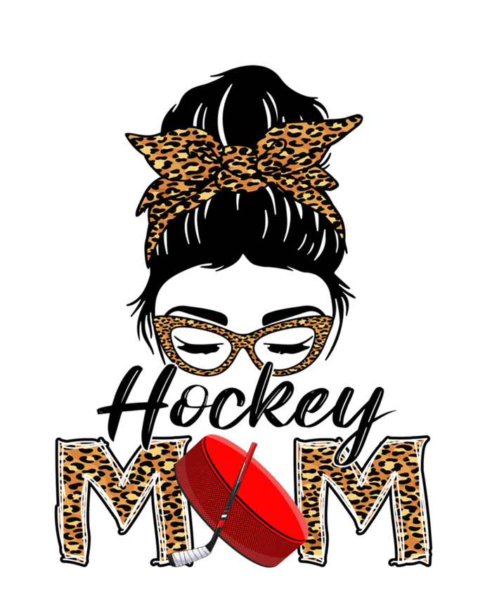 Hockey Mom Funny Sports Messy Bun Leopard Mothers Day Great Gift T-Shirt