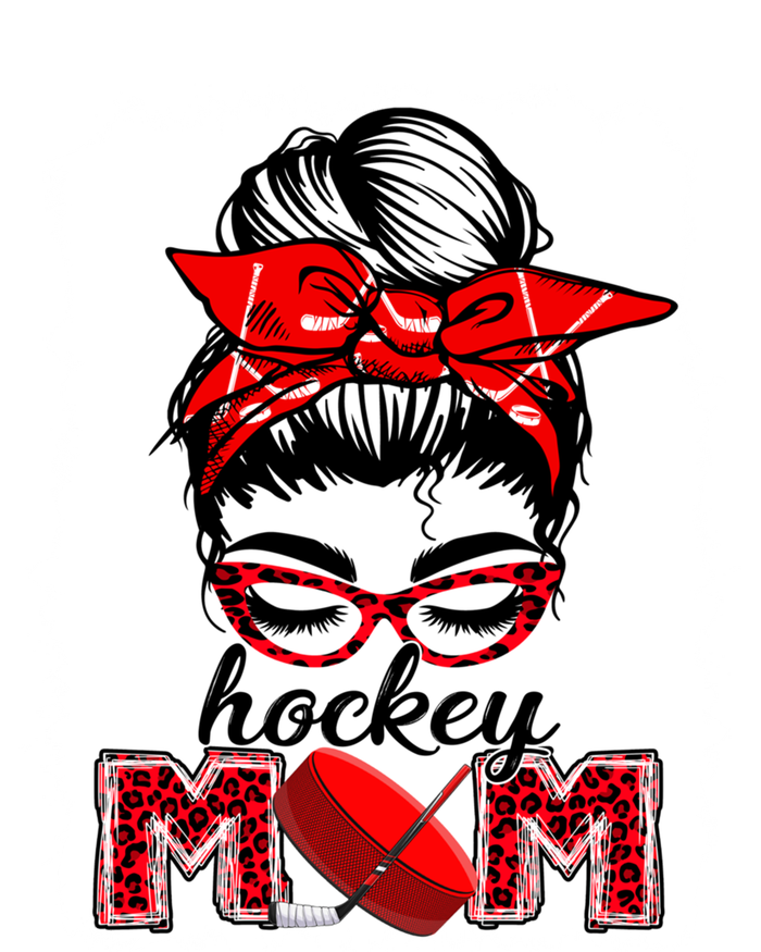 Hockey Mom Messy Bun Leopard Funny Mothers Day Gift Tall Long Sleeve T-Shirt