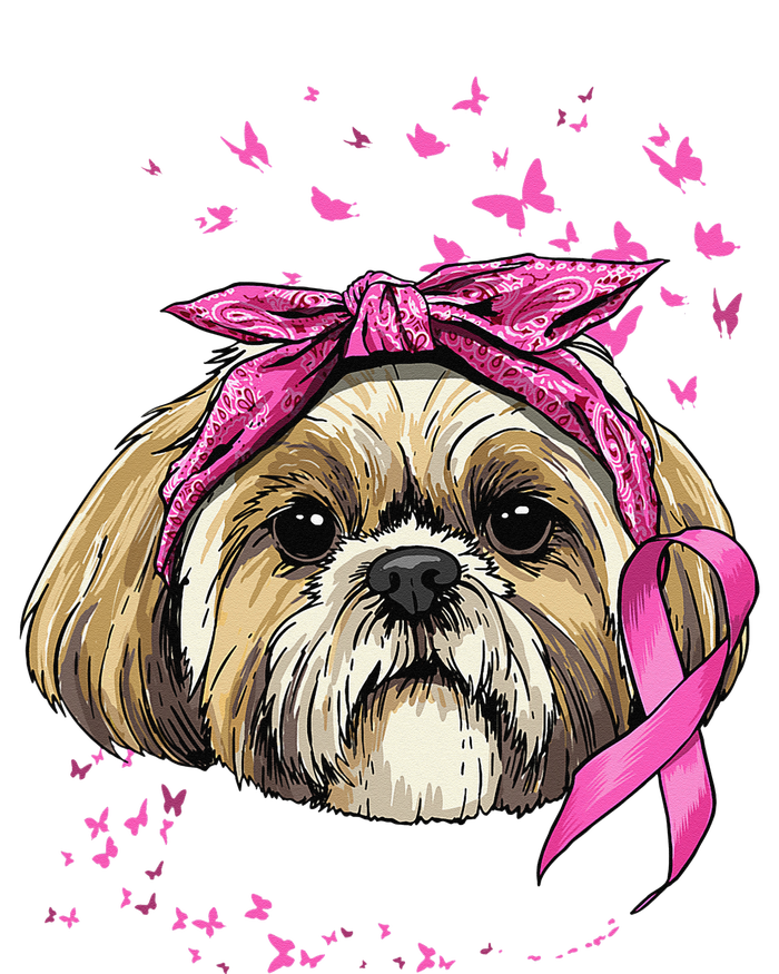 Breast Cancer Awareness Shih Tzu Dog Pink Ribbon Survivor Wool Snapback Cap