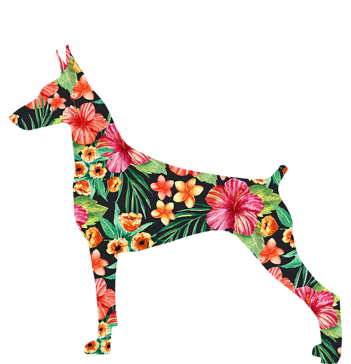 Doberman Flower Funny Dog Silhouette Floral Gifts  Long Sleeve Pajama Set