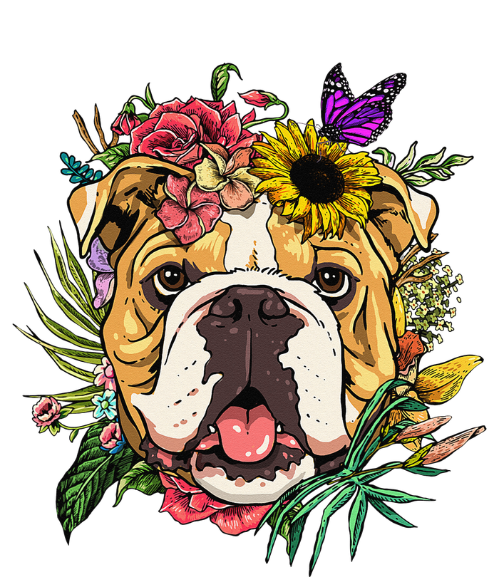 Floral American Bulldog Botanical Plant Flower Dog Lover Women's Racerback Tank