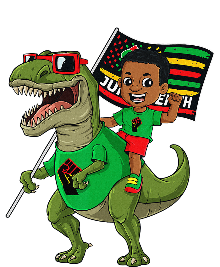 Juneteenth Black King Riding T Rex Dino Funny Flag T-Shirt