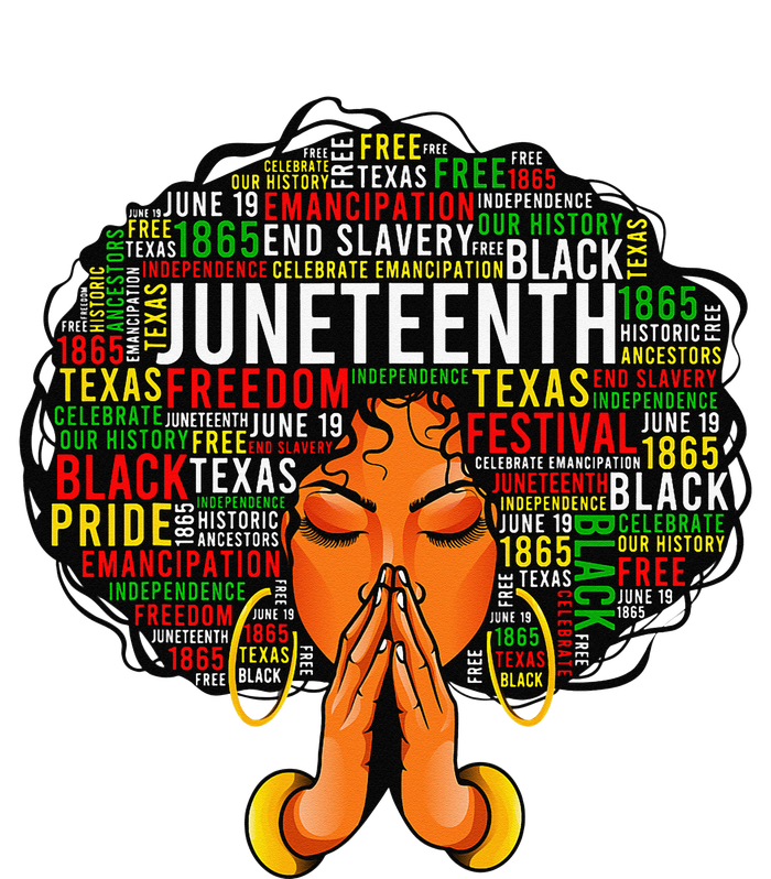 Juneteenth Melanin Black  Natural Hair Afro Word Art T-Shirt