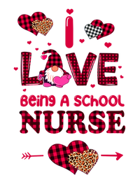 I Love Being A School Nurses Teacher Valentines Day Gnome Gift Striped Beanie with Solid Band