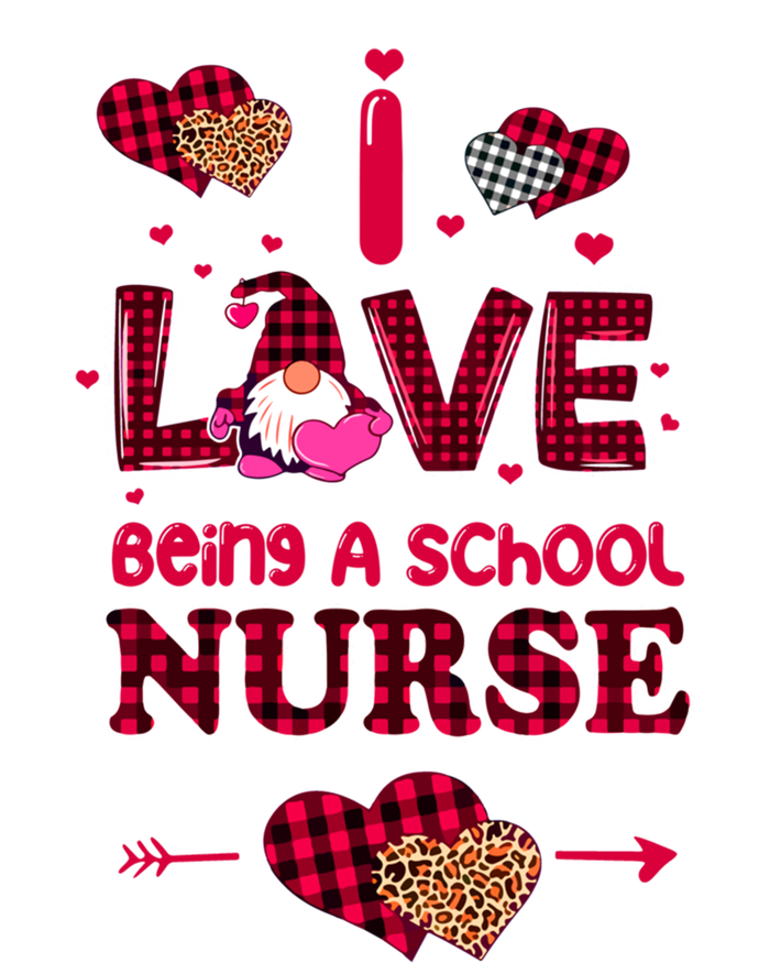 I Love Being A School Nurses Teacher Valentines Day Gnome Gift Striped Beanie with Solid Band