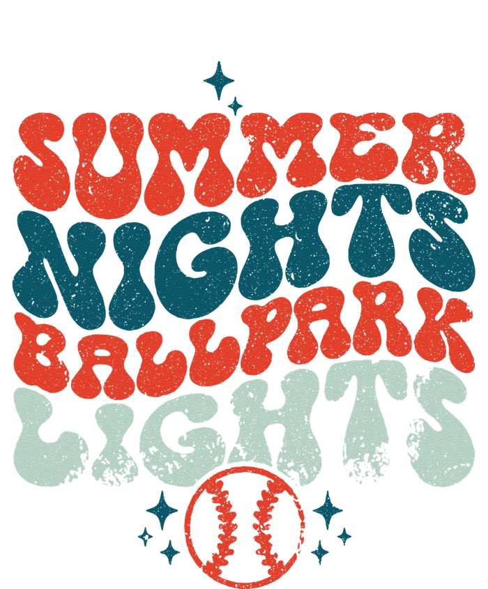 Retro Baseball Summer Nights Ballpark Lights Baseball Mom T-Shirt