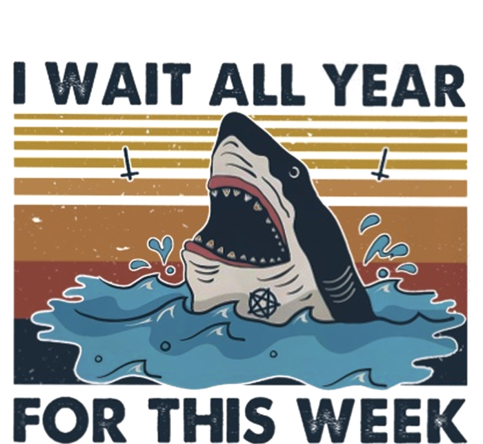 I Wait All Year For This Week Funny Shark Vintage Beach Gift T-Shirt