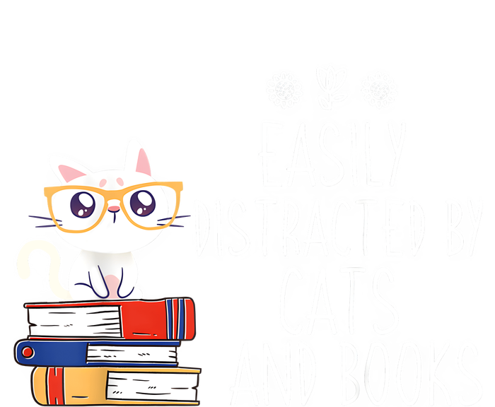 Funny Reading Book Lover Easily Distracted By Cats And Books Women's Crop Top Tee