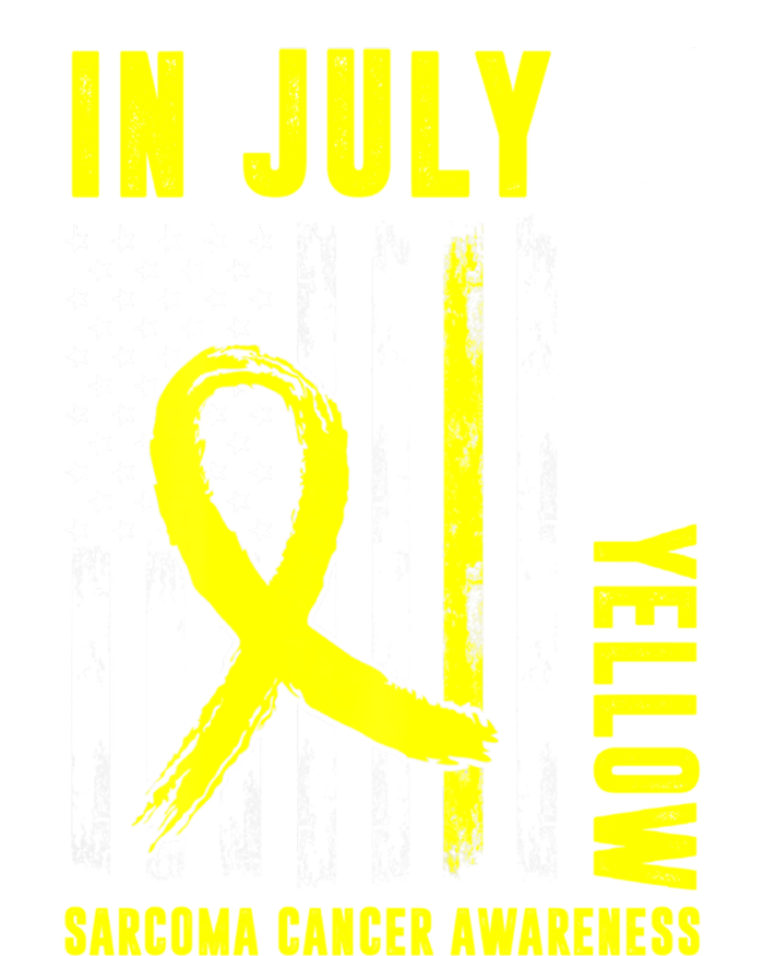 In July We Wear Yellow Sarcoma Cancer Awareness Us Flag Cute Gift T-Shirt