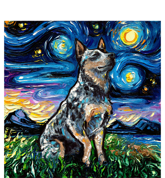 Blue Heeler Starry Night Australian Cattle Dog Art By Aja Cute Gift Tank Top