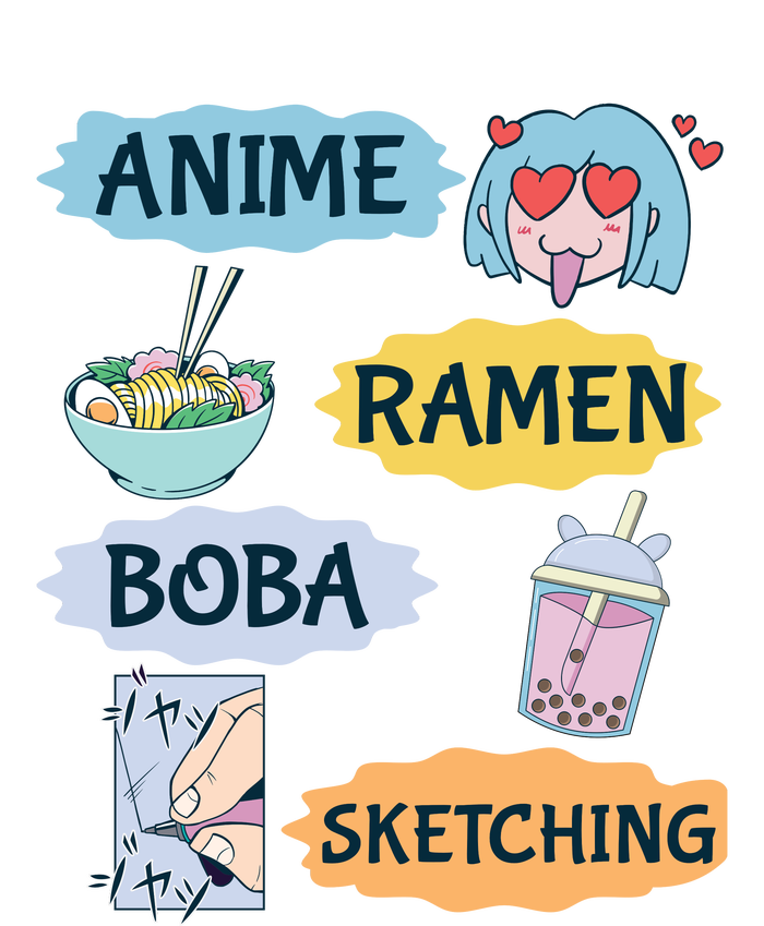 Anime Ramen Boba Sketching Kawaii Girl Anime Lover Gift Toddler Fine Jersey T-Shirt