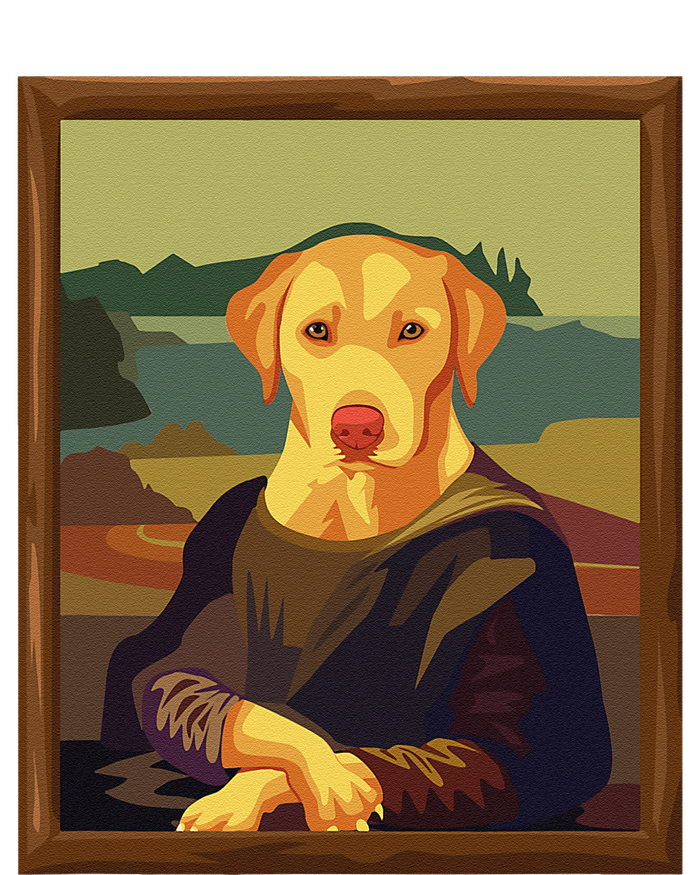 Funny Mona Lisa Yellow Lab Dog Art Parody Button