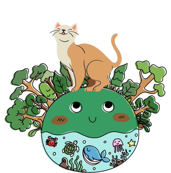 Earth Day April Earth Design With A Cat Gift Bumper Sticker