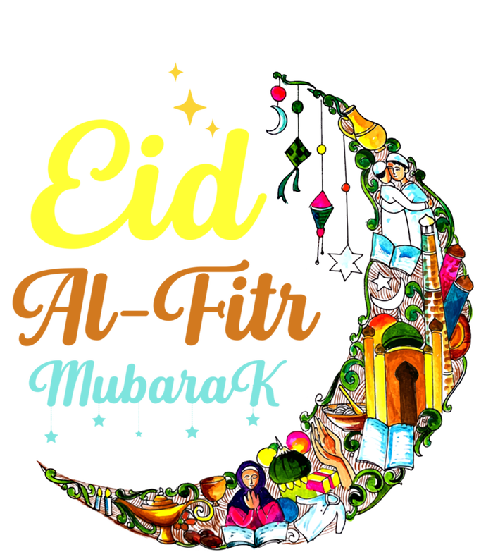 Eid Algiftfitr Mubarak Happy Eid Crescent Moon Eid Present Meaningful Gift Full-Length Apron With Pockets