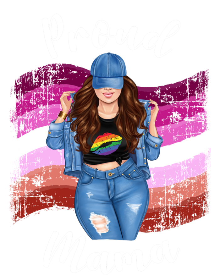 Proud Mama Lesbian Pride Lgbtq Brunette Mom Lesbian Flag Gift Full-Length Apron With Pockets