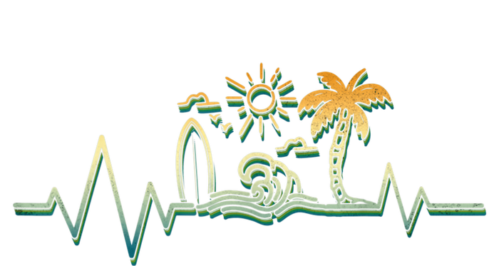 Heartbeat Surf Surfing Palm Trees Beach Island Summer Sunset T-Shirt