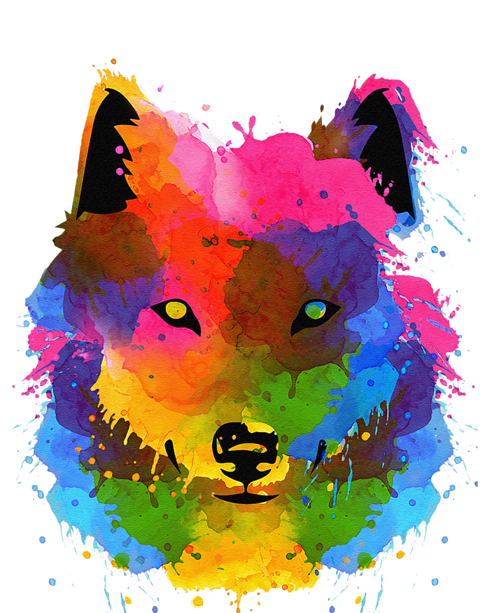 Splash Art Wolf Funny Watercolor Wildlife Dog Canine Outfit T-Shirt