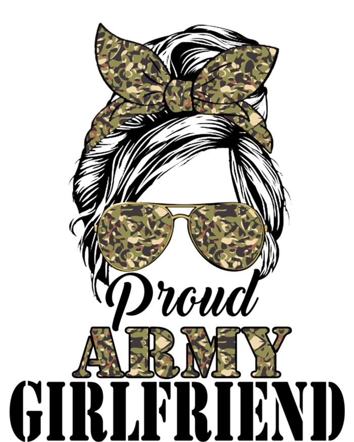 Proud Army Friend Camouflage Messy Bun Soldier Mothers Gift Women's V-Neck T-Shirt