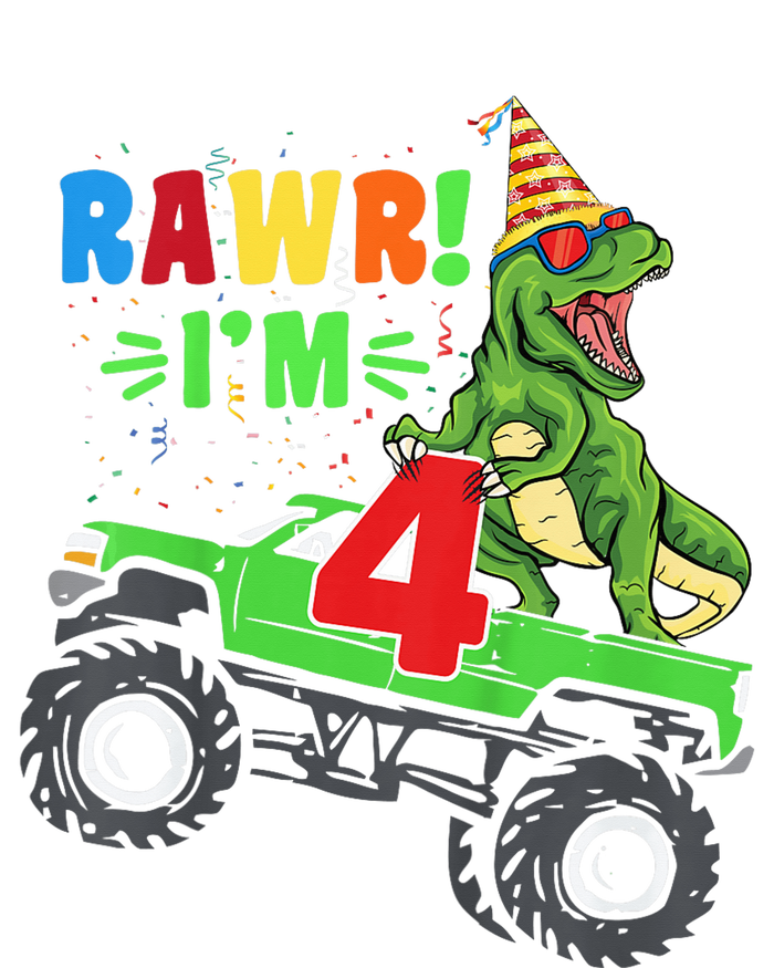 Kid Rawr Im 4 Dinosaur T Rex Monster Truck 4th Birthday boy Valucap Bio-Washed Visor