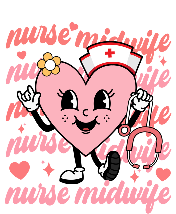 Retro Nurse Midwife Cute Valentines Day Hearts Stethoscope Gift T-Shirt