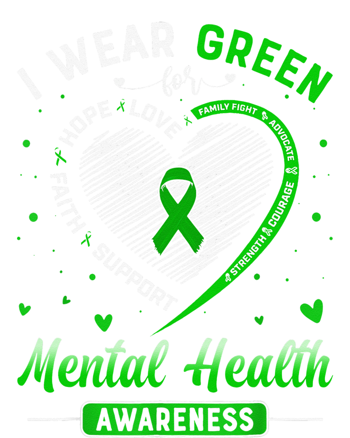 Heart I Wear Green For Mental Health Awareness Month Women's T-Shirt