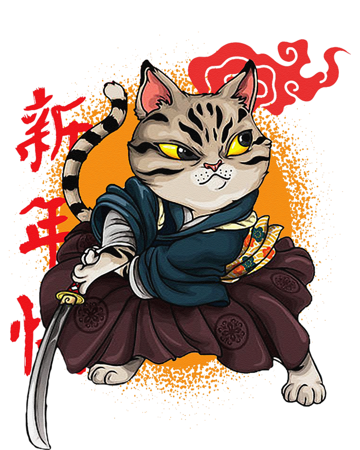 Japanese Samurai Cat Tattoo Kawaii Ninja Cat Hoodie