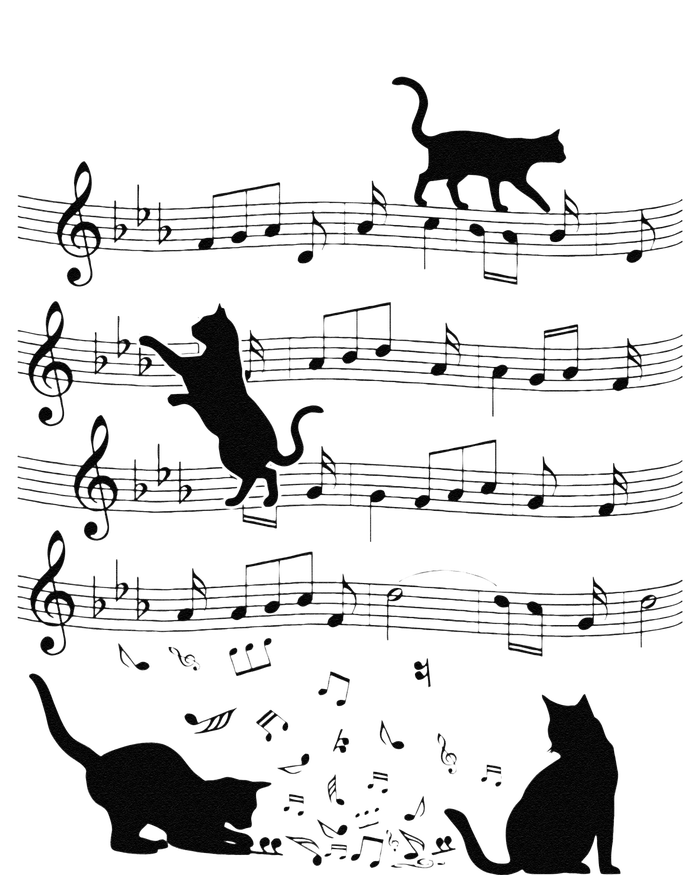 Funny Cat Kitty Playing Music Note Clef Piano Musician Art T-Shirt