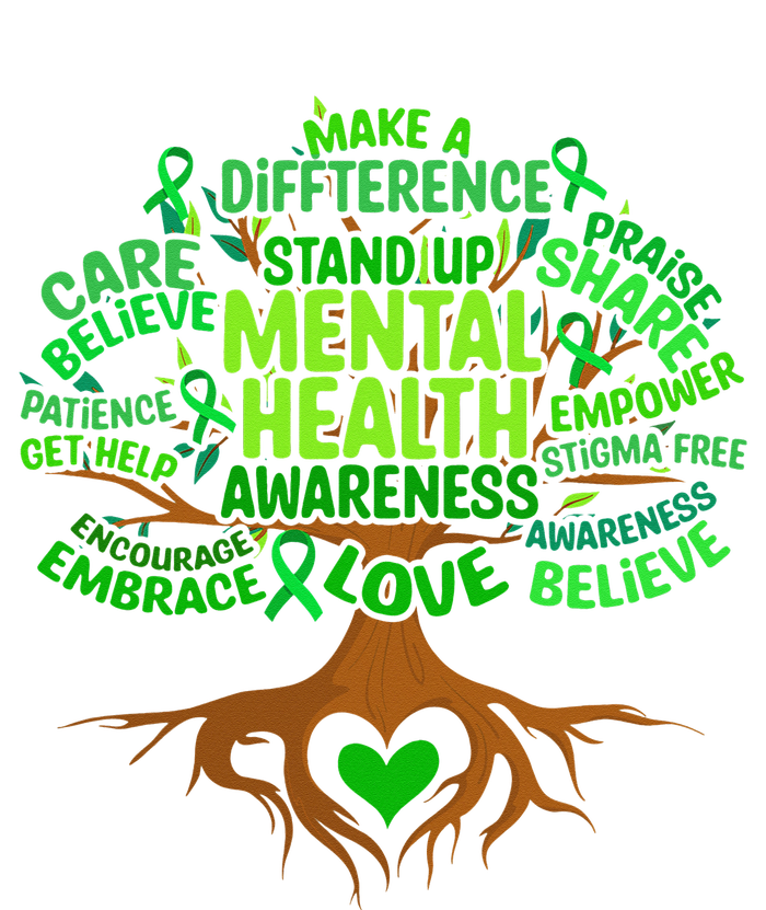 Mental Health Awareness Tree Drawing Word Art Wo  Kids Hoodie