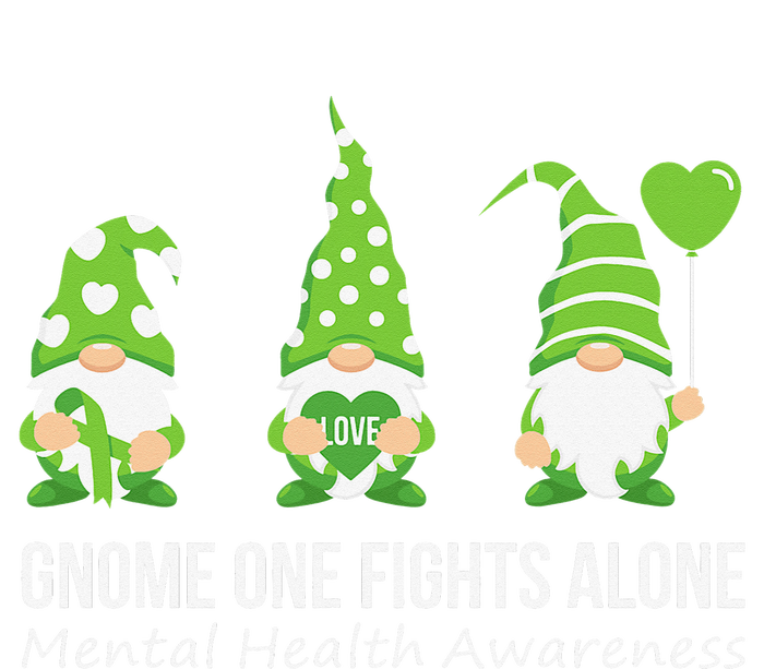 Gnome One Fights Alone Mental Health Awareness Green Ribbon T-Shirt