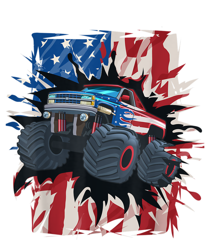 Monster Truck 4th Of JulyBoy American Flag Men USA T-Shirt