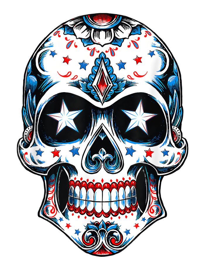 4th Of July Men Patriotic Sugar Skull USA American Flag T-Shirt