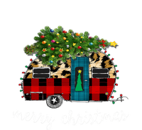 Funny Truck Camping Camper Christmas Buffalo Plaid Leopard Gift T-Shirt