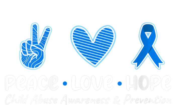 Peace Love Hope Abuse Awareness Prevention Blue Ribbon Gift V-Neck T-Shirt