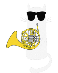 Funny Cat Wearing Sunglasses Playing French Horn Button