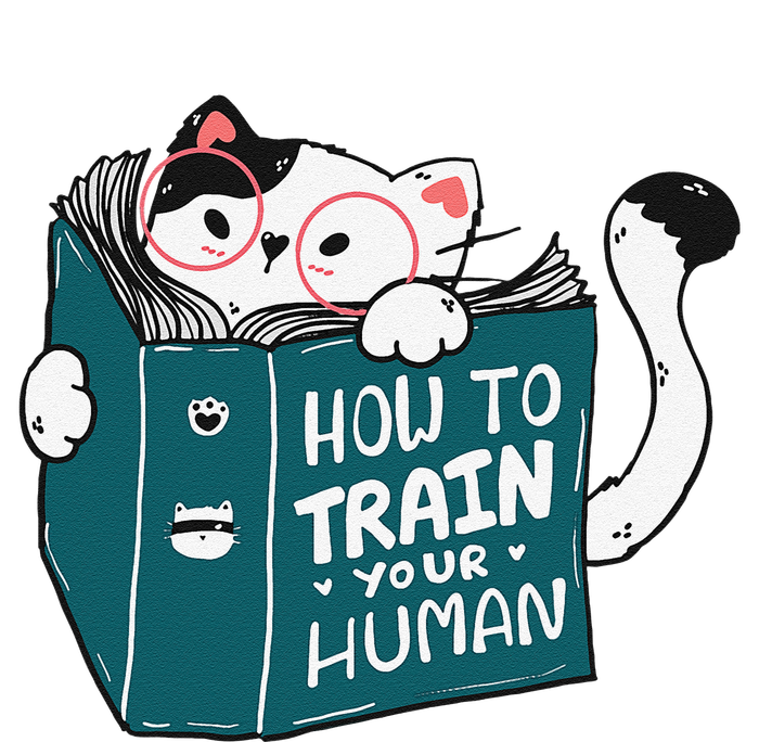 Cat Reading A Book How To Train Your Human Funny Cat Lovers T-Shirt