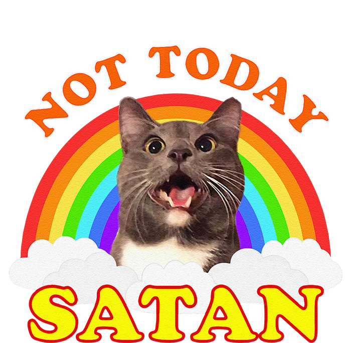 Not Today Satan Funny Rainbow Cat Meme T-Shirt