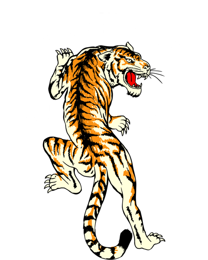 Wild And Free Enjoy Cool Brave Tokyo Japan Wild Tiger Graphic Gift Stripe Pom Pom Beanie