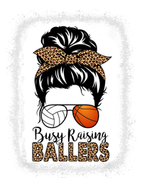 Volleyball And Basketball Mom Messy Bun Busy Raising Ballers Funny Gift Pom Pom 12in Knit Beanie